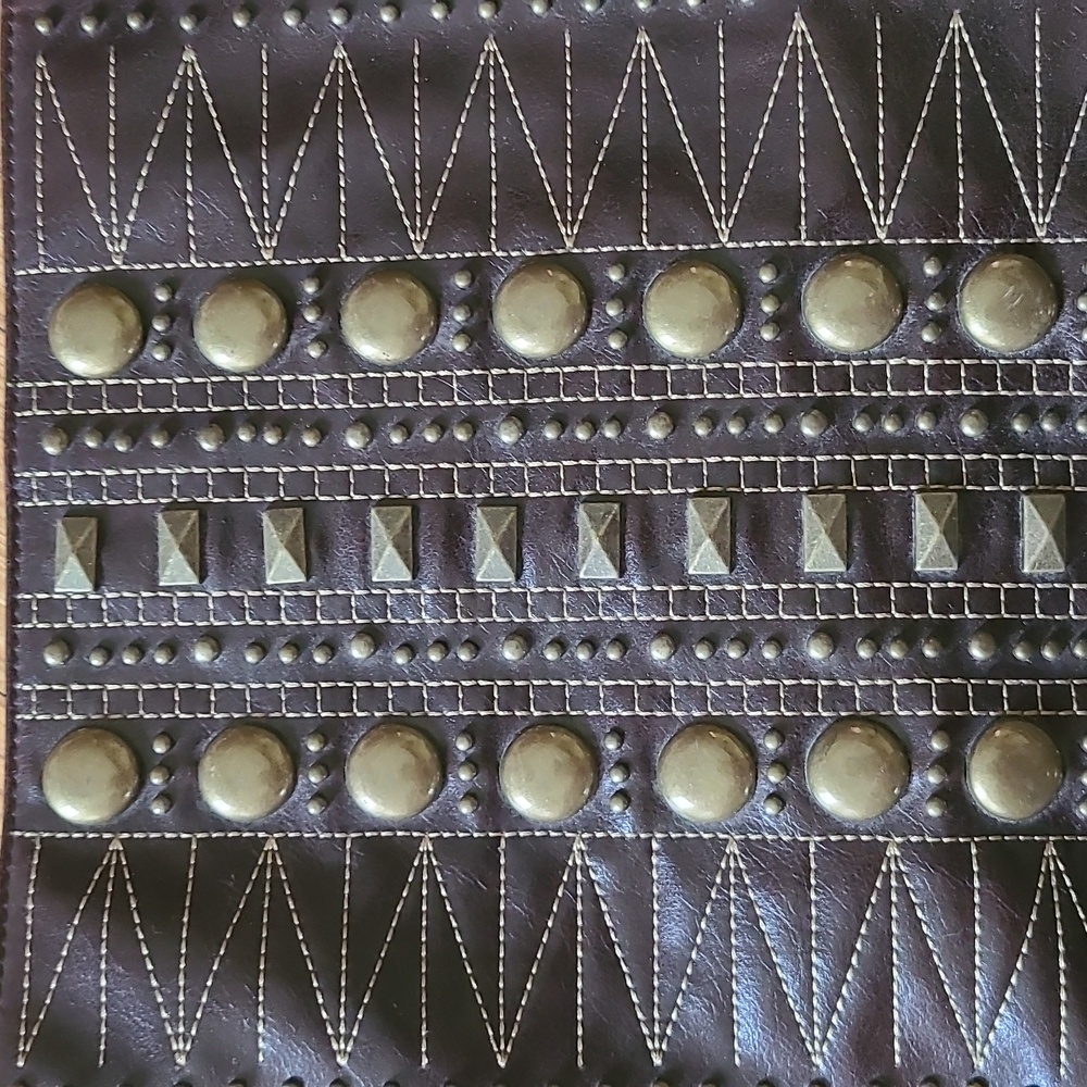 Brown Studded Leather Tote Bag - Picture 3 of 3